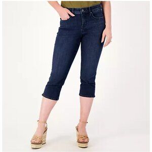 NYDJ Women Pants Sz 12 Curves 360 Slim Straight Capri Jeans Blue A617249